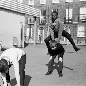 Children playing at Penton Junior School, Islington, North London, 11th March 1971 Children playing at Penton Junior School, Islington, North London, 11th March 1971