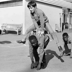 Children playing at Penton Junior School, Islington, North London, 11th March 1971 Children playing at Penton Junior School, Islington, North London, 11th March 1971