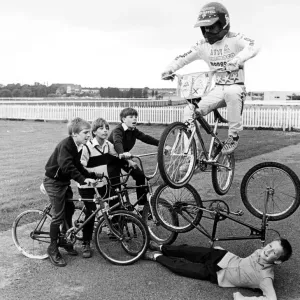 Children practising stunts at Stocktons redundant racecourse