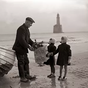 Children of the Rattray Head lighthouse keepers hand boatman Old Alick their fathers