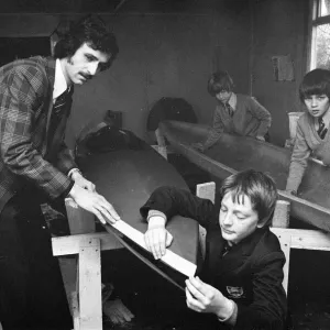 Children at Sarah Metcalfe School build a canoe in Wood shop class, Middlesbrough Children at Sarah Metcalfe School build a canoe in Wood shop class, Middlesbrough