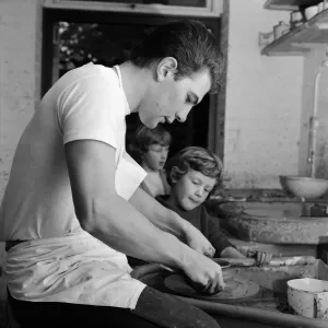 Children learning pottery at Birmingham Art Centre, 1967 Print