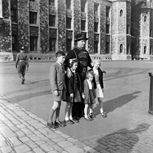 Children at the Tower of London, London. 25th April 1955