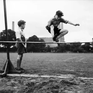 Children Training at Battersea Athletic Track Print, 1954