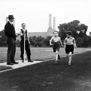 Children training for sport at Battersea athletic track