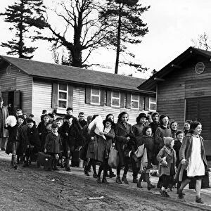 Children from various schools in Liverpool arriving at Colomendy School camp in Wales