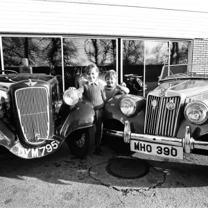 Children with vintage Austin and MG cars. 21st January 1975 Children with vintage Austin and MG cars. 21st January 1975