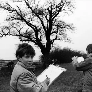 Children from Westlands Special School Study Oak Tree Print, 15th March 1986 Children from Westlands Special School Study Oak Tree Print, 15th March 1986
