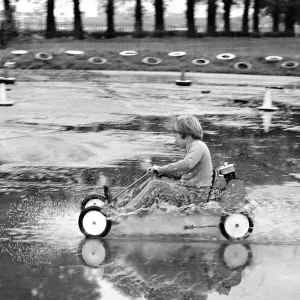 ChildrenIs Go-kart: Robert Spicer, aged 7, on the Skid Pan. October 1972 72-10290-005 ChildrenIs Go-kart: Robert Spicer, aged 7, on the Skid Pan. October 1972 72-10290-005
