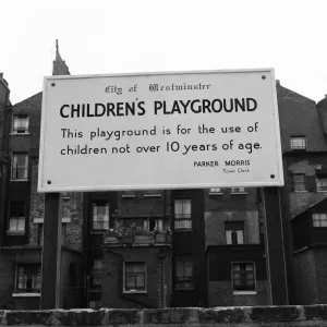 Childrens playground in a static water tank in the City of Westminster, London Childrens playground in a static water tank in the City of Westminster, London