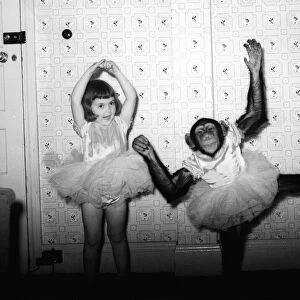 Chimpanzee dancing with girl 1957 Animals Unusual Conda the chimp from Billy