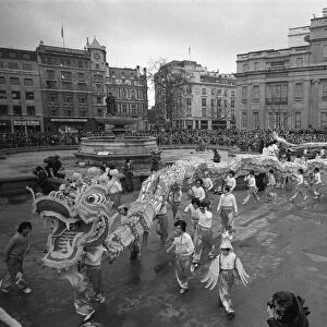 Chinese New Year Celebration Trafalgar Square London February 1977 140ft Chinese