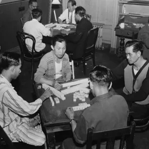 Chinese seamen playing mahjong in a seamens hostel in Liverpool, 2nd August 1962 Chinese seamen playing mahjong in a seamens hostel in Liverpool, 2nd August 1962