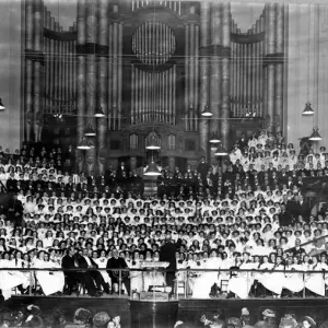 Choir at the Colston Hall in 1908. First performance by D Choir at the Colston Hall in 1908. First performance by D