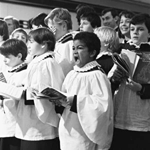 Choristers performing at the switch on of Readings Christmas lights at the Broad
