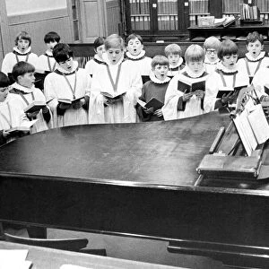 The choristers of St. Nicholas Cathedral in Newcastle practising on November 25, 1971