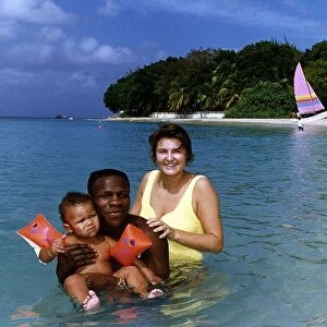 Chris Eubank Boxing with wife Karron and Son Christopher on his honeymoon in Barbados