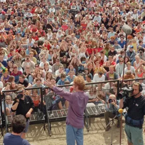 Chris Evans, DJ on Radio One, presents the Radio One Roadshow from Tenby in South Wales Chris Evans, DJ on Radio One, presents the Radio One Roadshow from Tenby in South Wales