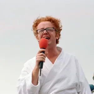Chris Evans, DJ on Radio One, presents the Radio One Roadshow from Tenby in South Wales Chris Evans, DJ on Radio One, presents the Radio One Roadshow from Tenby in South Wales