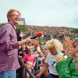 Chris Evans, DJ on Radio One, presents the Radio One Roadshow from Tenby in South Wales Chris Evans, DJ on Radio One, presents the Radio One Roadshow from Tenby in South Wales