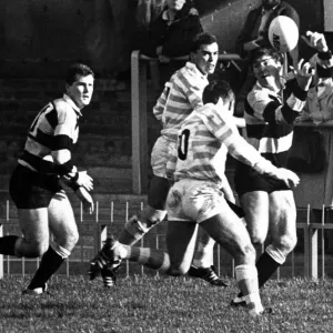 Chris Webber of Cardiff Passes Over Andy Sutton Print 19th October 1987