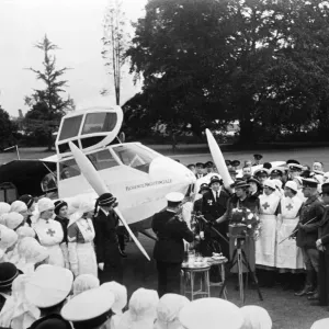 Christening of Britains first air ambulance by English aviation pioneer Mrs Christening of Britains first air ambulance by English aviation pioneer Mrs