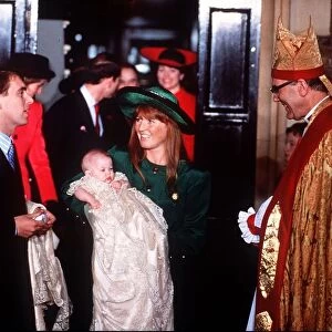 Christening of Princess Beatrice, December 1988 The Duke ad Duchess of York with