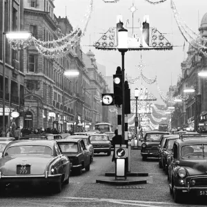 Christmas Lights in Regent Street Print, London 1968