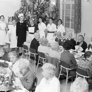 Christmas Lunch for residents and staff at hospital, Hydestile, Surrey Christmas Lunch for residents and staff at hospital, Hydestile, Surrey