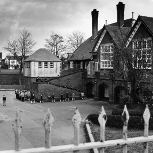 Print of Primary Schoolchildren Marching to Class in Port Sunlight, 1988