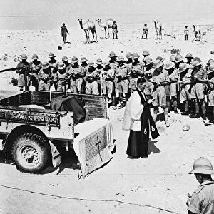Church Parade in Desert. With an Army truck as an alter, and the sky as a dome