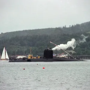 The Churchill class nuclear submarine HMS Conqueror leaves Her Majestys Naval Base The Churchill class nuclear submarine HMS Conqueror leaves Her Majestys Naval Base