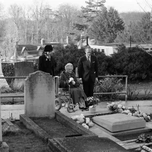 Churchill memorial service, at Bladon Church, Oxon. Lady Spencer-Churchill with her Churchill memorial service, at Bladon Church, Oxon. Lady Spencer-Churchill with her