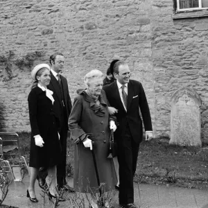 Churchill memorial service, at Bladon Church, Oxon. Lady Spencer-Churchill with her Churchill memorial service, at Bladon Church, Oxon. Lady Spencer-Churchill with her