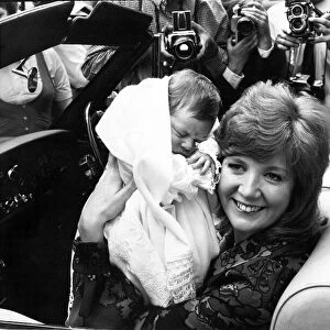 Cilla Black leaving the Avenue Clinic, St Johns Wood, with her 10 day old son