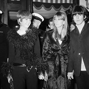 Cilla Black, with Pattie Boyd and George Harrison, at the premiere of "Alfie"