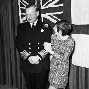 Cilla Black pop singer entertainer with Admiral Sir Desmond Dreyer in 1966