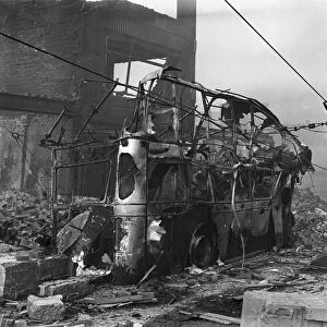 One of the city of Coventrys trams destoryed during the air raid of the 14th