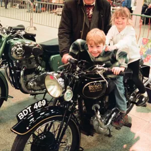 Classic Bike Show - Ron Butler from Brotton puts his great grandchildren Stacey Classic Bike Show - Ron Butler from Brotton puts his great grandchildren Stacey