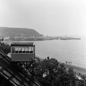 A cliff railway at Scarborough, North Yorkshire. May 1964 A cliff railway at Scarborough, North Yorkshire. May 1964