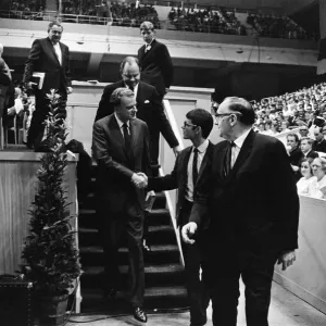 Cliff Richard attends the Billy Graham service at Earls Court. 16th June 1966 Cliff Richard attends the Billy Graham service at Earls Court. 16th June 1966