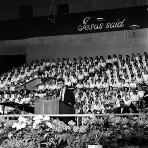 Cliff Richard attends the Billy Graham service at Earls Court. 16th June 1966 Cliff Richard attends the Billy Graham service at Earls Court. 16th June 1966