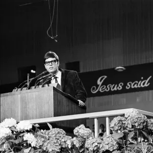Cliff Richard attends the Billy Graham service at Earls Court. 16th June 1966 Cliff Richard attends the Billy Graham service at Earls Court. 16th June 1966