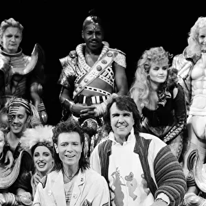 Cliff Richard, Dave Clark and the cast of the musical Time