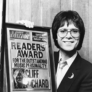 Cliff Richard singer actor recieves a Daily Mirror award for music personality of