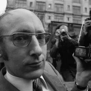 Clive Sinclair holding the first pocket sized television Clive Sinclair holding the first pocket sized television