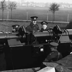 A close-up view of the Range Finder and the men who work it. 20th February 1940 A close-up view of the Range Finder and the men who work it. 20th February 1940