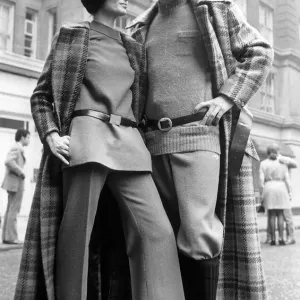 Clothing Fashion 1970 s, Richard Asman in a full length tweed coat with breeches Clothing Fashion 1970 s, Richard Asman in a full length tweed coat with breeches