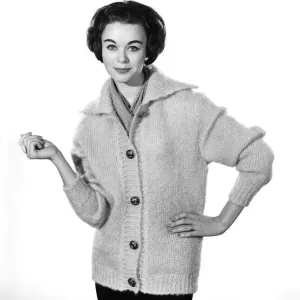 Clothing: Fashion: Jacket: Woman wearing mohair jacket. Model: Jackie Jackson