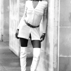 January 1970 Jill Paccinopotti in Leather White Boots Print